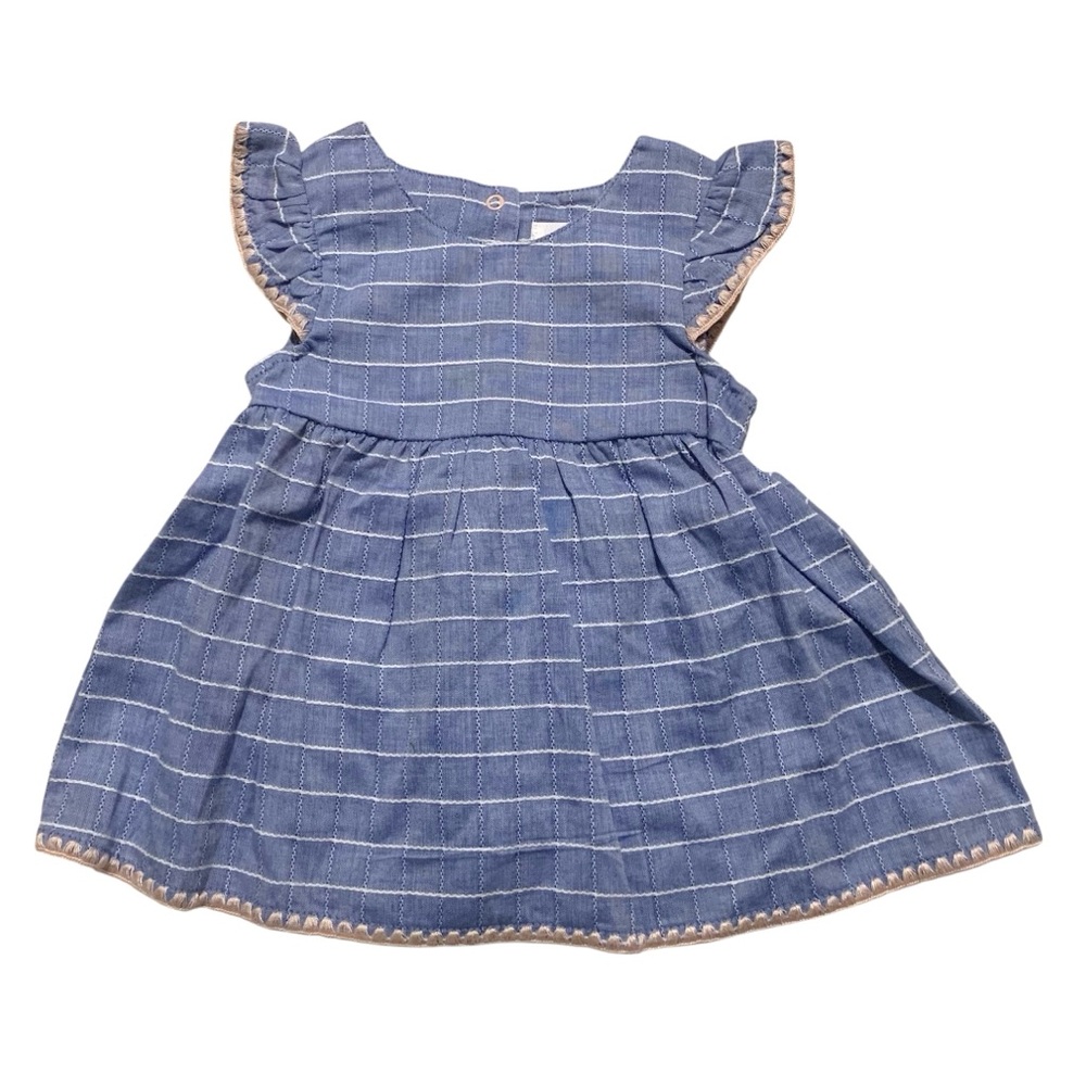 Cat & Jack Blue & White Grid Patterned 2-Piece Infant Girls Casual Dress Set